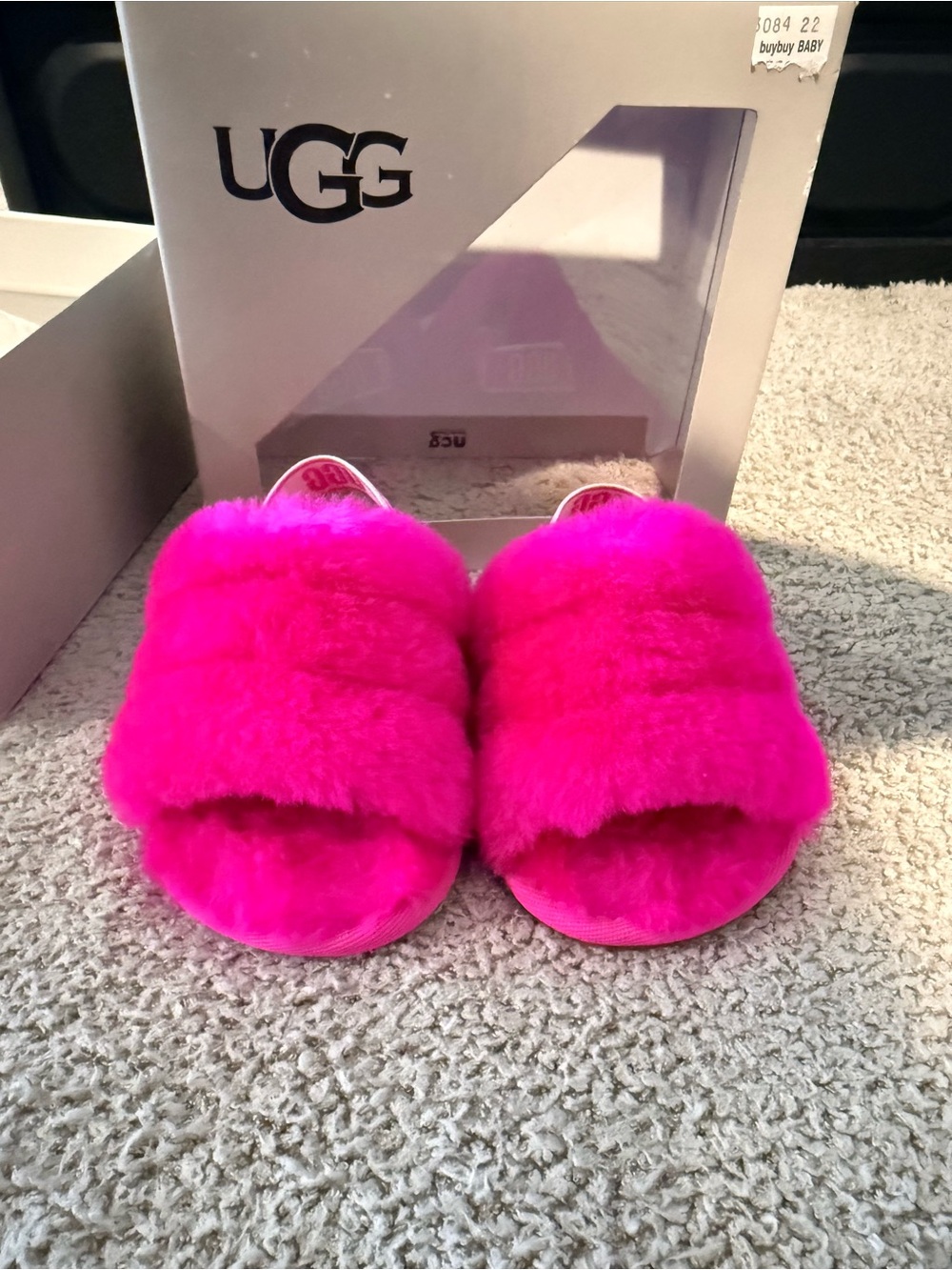 UGG Hot Pink Plush Slide Slippers